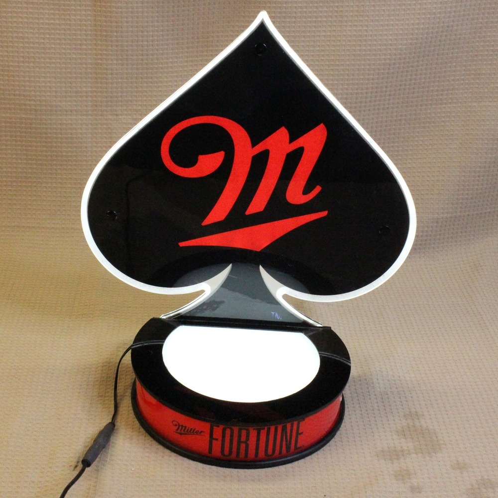 Miller Fortune LED Bottle Glorifier Spade Sign Light Bar Decor Black Red 13.5in